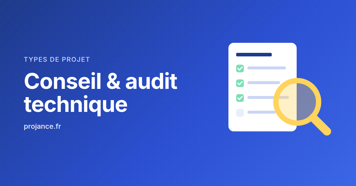 Illustration d’une loupe examinant un plan de projet